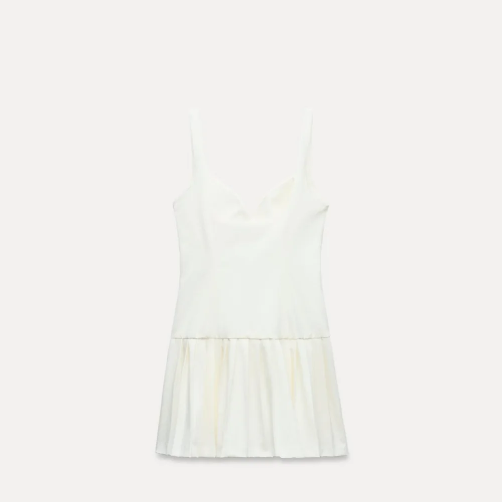 Zara Pleated  Dress White Size S and L